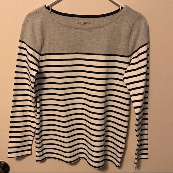 NWT Talbots Petite Small Stripe‎ Shirt Long Sleeve - Picture 1 of 9
